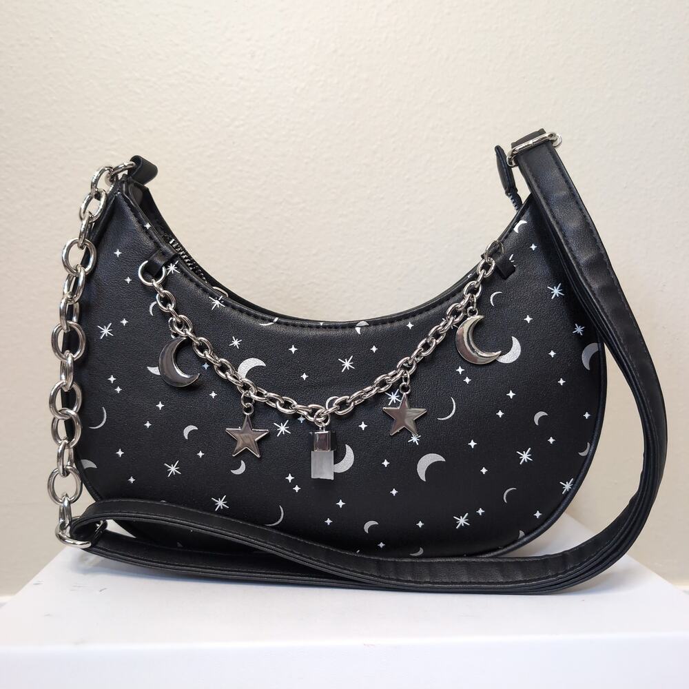 Celestial Moon and Star Shoulder Bag Gothic